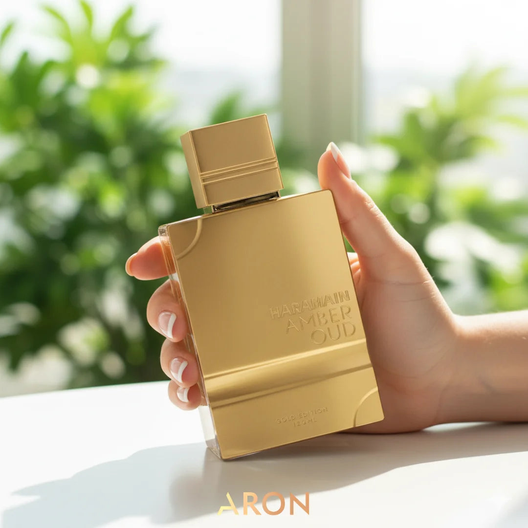 Fragancia inspirada en Amb3r Oud Gold Edition Al Har4main